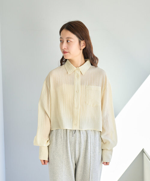 Kastane（カスタネ）の「【新サイズ追加/2サイズ展開】ギンガムバックリボンシャツ（シャツ/ブラウス・レディース・ピンク/アイボリー/グレー・FREE/LARGE）」の14枚目の写真