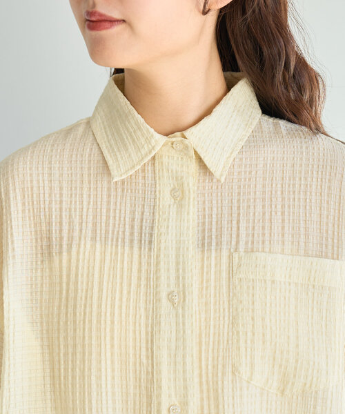 Kastane（カスタネ）の「【新サイズ追加/2サイズ展開】ギンガムバックリボンシャツ（シャツ/ブラウス・レディース・ピンク/アイボリー/グレー・FREE/LARGE）」の11枚目の写真