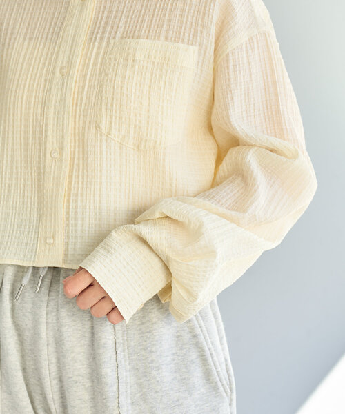 Kastane（カスタネ）の「【新サイズ追加/2サイズ展開】ギンガムバックリボンシャツ（シャツ/ブラウス・レディース・ピンク/アイボリー/グレー・FREE/LARGE）」の9枚目の写真