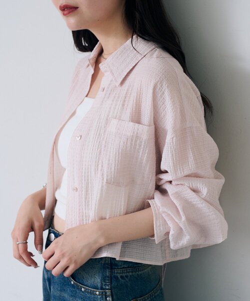 Kastane（カスタネ）の「【新サイズ追加/2サイズ展開】ギンガムバックリボンシャツ（シャツ/ブラウス・レディース・ピンク/アイボリー/グレー・FREE/LARGE）」の3枚目の写真