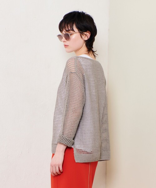 allureville（アルアバイル）の「リネンコードメッシュプルオーバー（ニット/セーター・レディース・オフホワイト/グレー系その他/ネイビー・2）」の11枚目の写真