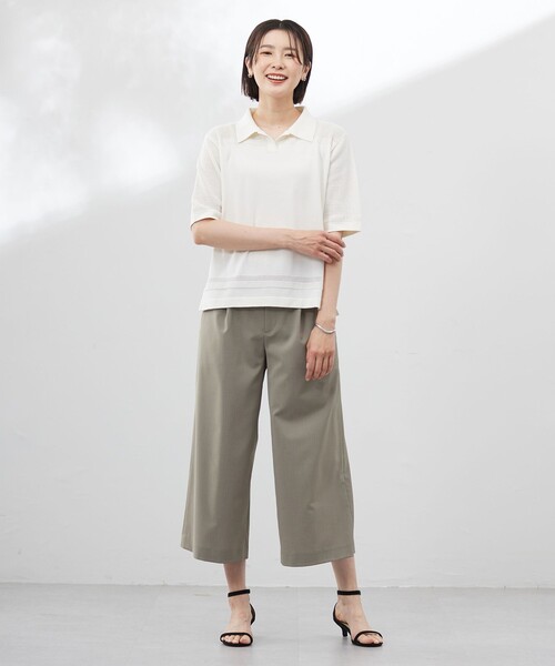 J.PRESS(ジェイプレス)の「【洗える】COTTON POLYESTER ニットポロ(ニット/セーター・レディース・ネイビー系/ベージュ系/ホワイト系・T15/T13)」の6枚目の写真