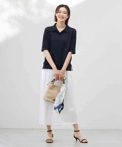 J.PRESS(ジェイプレス)の「【洗える】COTTON POLYESTER ニットポロ(ニット/セーター・レディース・ネイビー系/ベージュ系/ホワイト系・T15/T13)」の9枚目の写真