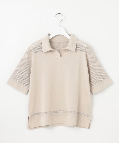 J.PRESS(ジェイプレス)の「【洗える】COTTON POLYESTER ニットポロ(ニット/セーター・レディース・ネイビー系/ベージュ系/ホワイト系・T15/T13)」の12枚目の写真