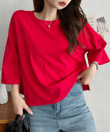 【夏までさらっと】ワイドシルエット ショート丈Tシャツ