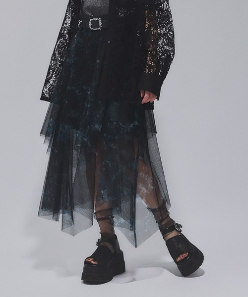 HARE（ハレ）の「ガラシアーティアードスカート(HARE)（スカート・レディース・ブルー/グリーン/ブラック/ブルー系その他・FREE）」の4枚目の写真