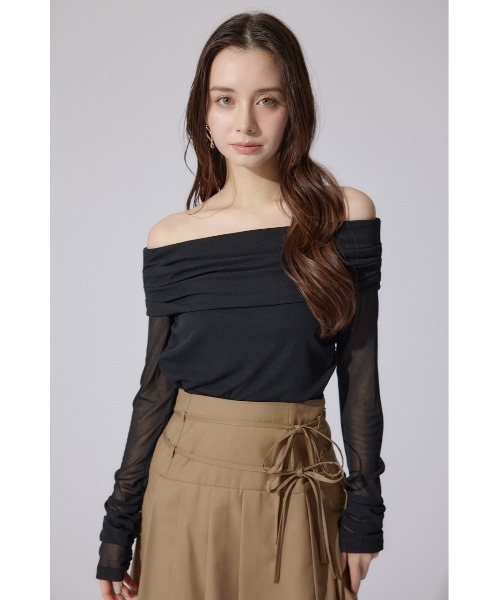 rienda（リエンダ）の「オフショルレディーシアートップス 春服（Tシャツ/カットソー・レディース・ブラック・FREE）」の2枚目の写真