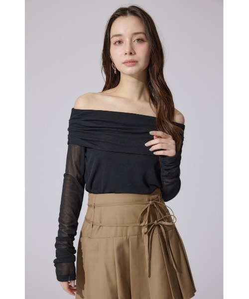 rienda（リエンダ）の「オフショルレディーシアートップス 春服（Tシャツ/カットソー・レディース・ブラック・FREE）」の3枚目の写真