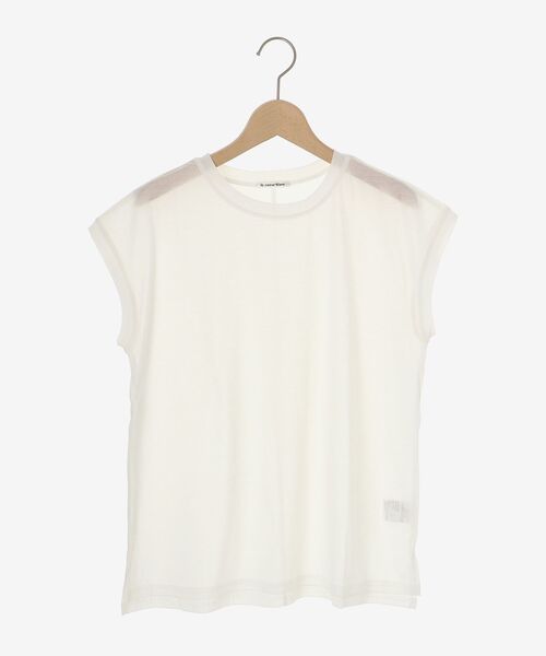 le.coeur blanc(ルクールブラン)の「シアーフレンチTEE(Tシャツ/カットソー・レディース・ブラック/オフホワイト/ダークグレー・38)」の4枚目の写真