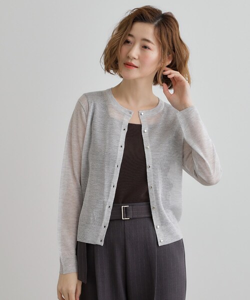 SUBLATIONS SHEER CARDIGAN カーディガン チャコール MAISON SPECIAL カーディガン Color Line Sheer Knit Cardigan