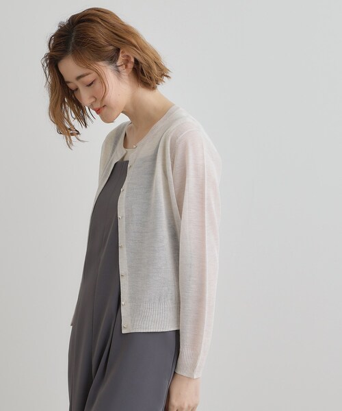 grove（グローブ）の「【雑誌掲載】洗えるシアーカーディガン（カーディガン/ボレロ・レディース・ブラウン系/ブラック/グレー/オフホワイト/ピンク/ライトベージュ/ダークグリーン・03/02/05/04/01）」の8枚目の写真