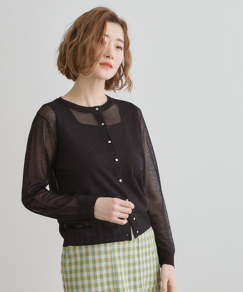 grove（グローブ）の「【雑誌掲載】洗えるシアーカーディガン（カーディガン/ボレロ・レディース・ブラウン系/ブラック/グレー/オフホワイト/ピンク/ライトベージュ/ダークグリーン・03/02/05/04/01）」の17枚目の写真