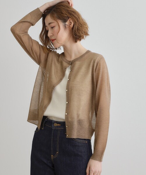 grove（グローブ）の「【雑誌掲載】洗えるシアーカーディガン（カーディガン/ボレロ・レディース・ブラウン系/ブラック/グレー/オフホワイト/ピンク/ライトベージュ/ダークグリーン・03/02/05/04/01）」の20枚目の写真