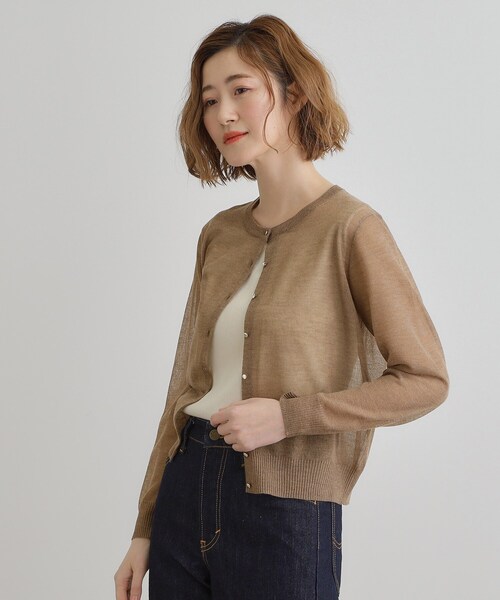 grove（グローブ）の「【雑誌掲載】洗えるシアーカーディガン（カーディガン/ボレロ・レディース・ブラウン系/ブラック/グレー/オフホワイト/ピンク/ライトベージュ/ダークグリーン・03/02/05/04/01）」の21枚目の写真