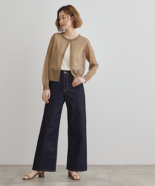 grove（グローブ）の「【雑誌掲載】洗えるシアーカーディガン（カーディガン/ボレロ・レディース・ブラウン系/ブラック/グレー/オフホワイト/ピンク/ライトベージュ/ダークグリーン・03/02/05/04/01）」の22枚目の写真