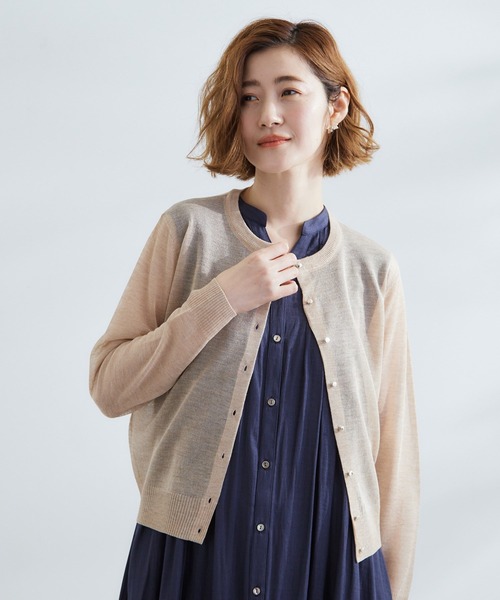 grove（グローブ）の「【雑誌掲載】洗えるシアーカーディガン（カーディガン/ボレロ・レディース・ブラウン系/ブラック/グレー/オフホワイト/ピンク/ライトベージュ/ダークグリーン・03/02/05/04/01）」の5枚目の写真