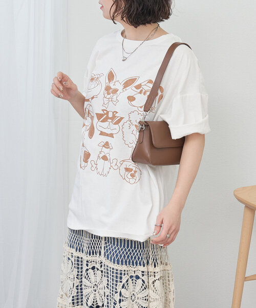 NUNIFE（ユニフィー）の「【NUNIFE】いろいろDOGT（Tシャツ/カットソー・レディース・アイボリー/オフホワイト/スミクロ・FREE）」の8枚目の写真