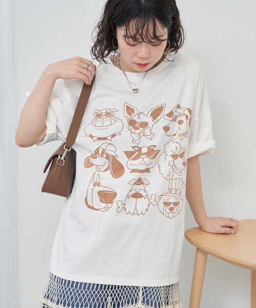NUNIFE（ユニフィー）の「【NUNIFE】いろいろDOGT（Tシャツ/カットソー・レディース・アイボリー/オフホワイト/スミクロ・FREE）」の11枚目の写真
