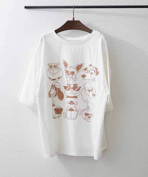 NUNIFE（ユニフィー）の「【NUNIFE】いろいろDOGT（Tシャツ/カットソー・レディース・アイボリー/オフホワイト/スミクロ・FREE）」の15枚目の写真