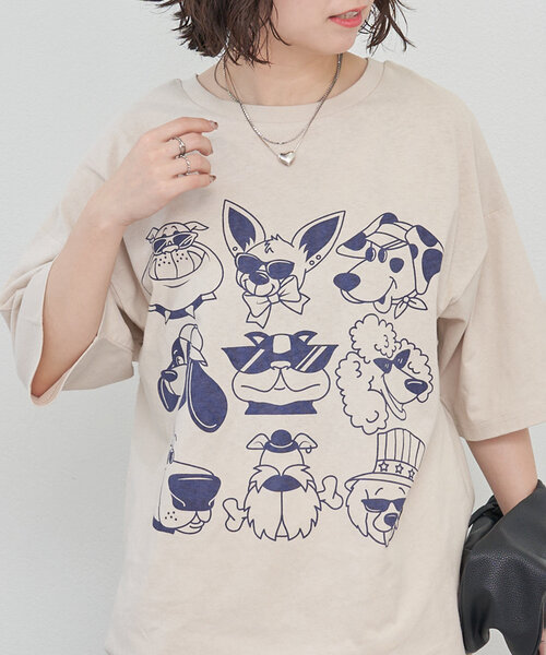 NUNIFE（ユニフィー）の「【NUNIFE】いろいろDOGT（Tシャツ/カットソー・レディース・アイボリー/オフホワイト/スミクロ・FREE）」の17枚目の写真