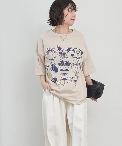 NUNIFE（ユニフィー）の「【NUNIFE】いろいろDOGT（Tシャツ/カットソー・レディース・アイボリー/オフホワイト/スミクロ・FREE）」の21枚目の写真