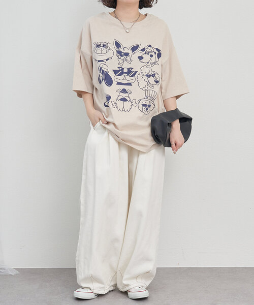 NUNIFE（ユニフィー）の「【NUNIFE】いろいろDOGT（Tシャツ/カットソー・レディース・アイボリー/オフホワイト/スミクロ・FREE）」の22枚目の写真