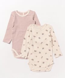 Quincy Mae（クインシーメイ）の「Ribbed Bodysuit, 2 Pack || Wild Flowers, Mauve Stripe（その他ベビー用品）」
