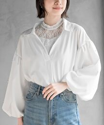 Rene ストライプ パールブラウス パール」に該当するシャツ/ブラウス（ストライプ柄