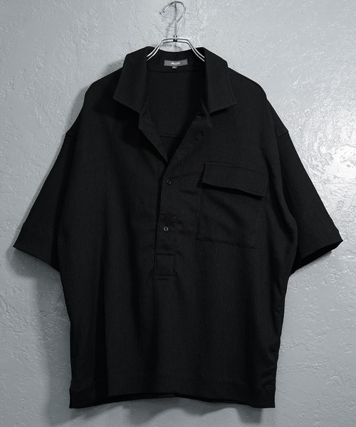 JOKER(ジョーカー)の「楊柳5分袖ポロシャツ メンズ 半袖 シャツ ビッグシルエット トップス 春服(ポロシャツ・メンズ・ブラック/ベージュ/グリーン・S/M/L)」の4枚目の写真