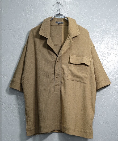 JOKER(ジョーカー)の「楊柳5分袖ポロシャツ メンズ 半袖 シャツ ビッグシルエット トップス 春服(ポロシャツ・メンズ・ブラック/ベージュ/グリーン・S/M/L)」の9枚目の写真