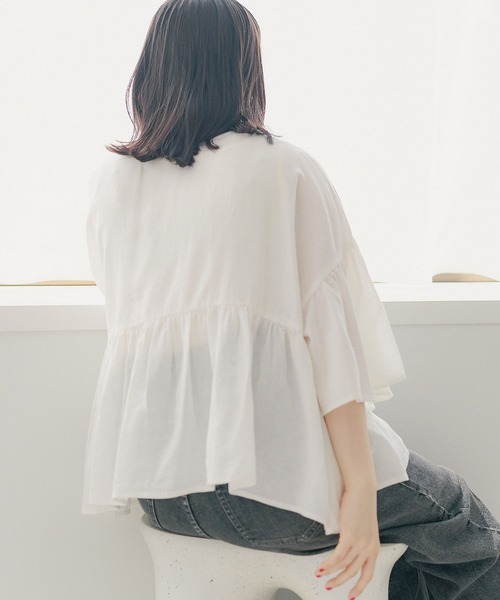 niko and...（ニコアンド）の「COMFORTリネンワイドブラウス（シャツ/ブラウス・レディース・オレンジ/ブラック/ブルー/オフホワイト・LARGE/MEDIUM）」の11枚目の写真