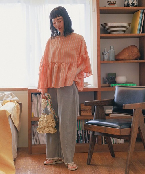niko and...（ニコアンド）の「COMFORTリネンワイドブラウス（シャツ/ブラウス・レディース・オレンジ/ブラック/ブルー/オフホワイト・LARGE/MEDIUM）」の12枚目の写真