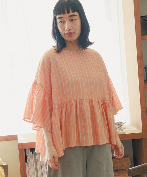 niko and...（ニコアンド）の「COMFORTリネンワイドブラウス（シャツ/ブラウス・レディース・オレンジ/ブラック/ブルー/オフホワイト・LARGE/MEDIUM）」の15枚目の写真