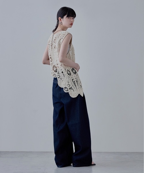 etoll.（エトル）の「アシンメトリースカラップクロシェベスト（ベスト・レディース・ブラック/キナリ・M）」の13枚目の写真