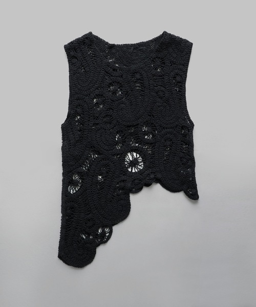 etoll.（エトル）の「アシンメトリースカラップクロシェベスト（ベスト・レディース・ブラック/キナリ・M）」の19枚目の写真