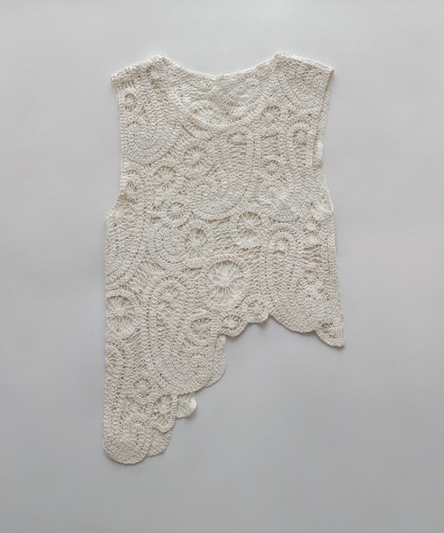 etoll.（エトル）の「アシンメトリースカラップクロシェベスト（ベスト・レディース・ブラック/キナリ・M）」の20枚目の写真