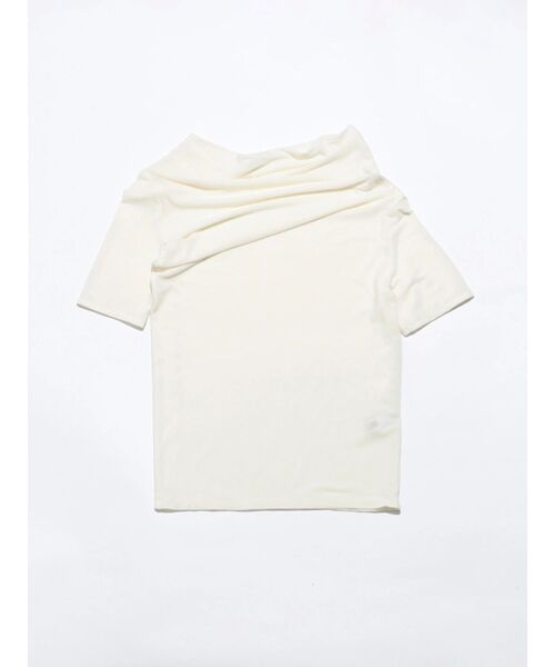 VEQUM(VEQUM)の「【VEQUM】ASYNMMETRY DRAPE TOPS(Tシャツ/カットソー・レディース・ブラック/ホワイト・FREE)」の1枚目の写真