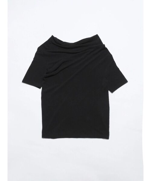 VEQUM(VEQUM)の「【VEQUM】ASYNMMETRY DRAPE TOPS(Tシャツ/カットソー・レディース・ブラック/ホワイト・FREE)」の2枚目の写真