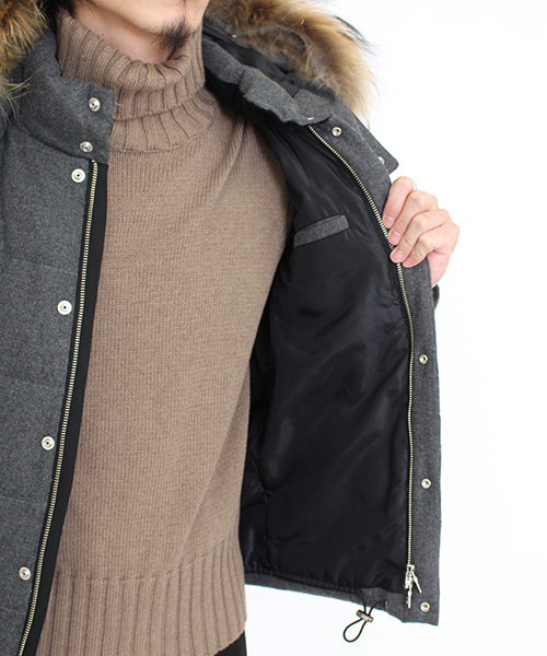 Lui's（ルイス）の「Lui's(ルイス) ウールダウンジャケット（ダウンジャケット/コート・メンズ・ブラック/スミクロ/ライトグレー・SMALL/MEDIUM/LARGE）」の7枚目の写真