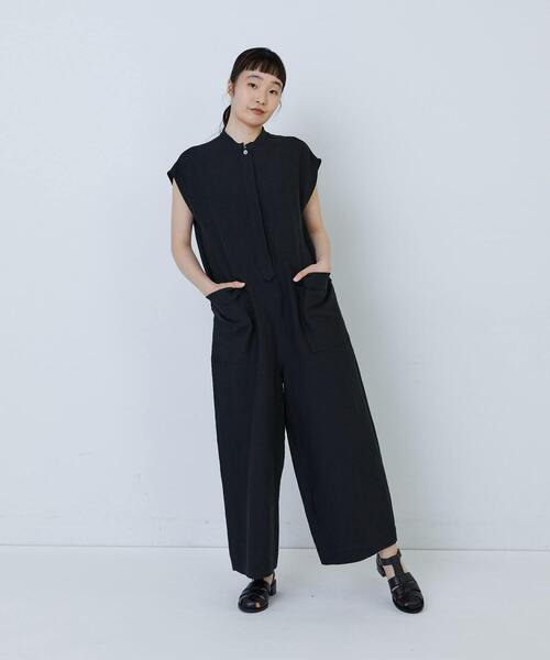 LOISIR(ロワズィール)の「【MTサイズ有り】リネンワッシャーオールインワン(つなぎ/オールインワン・レディース・ブラック・M/MT)」の3枚目の写真