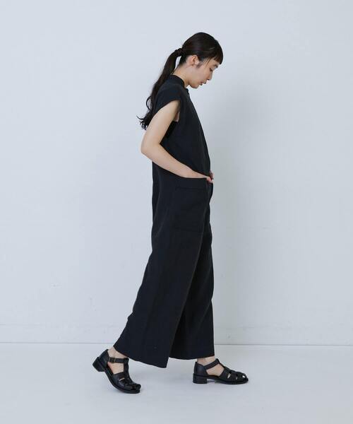 LOISIR(ロワズィール)の「【MTサイズ有り】リネンワッシャーオールインワン(つなぎ/オールインワン・レディース・ブラック・M/MT)」の5枚目の写真