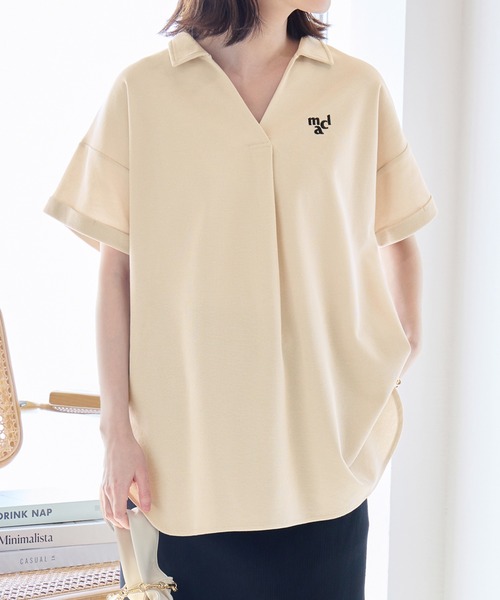 marie claire sport(マリクレール スポーツ)の「【マリクレール・スポーツ】スキッパーポロチュニック(シャツ/ブラウス・レディース・グレイッシュベージュ/グレイッシュブルー/ネイビー・L/M/3L/LL)」の5枚目の写真
