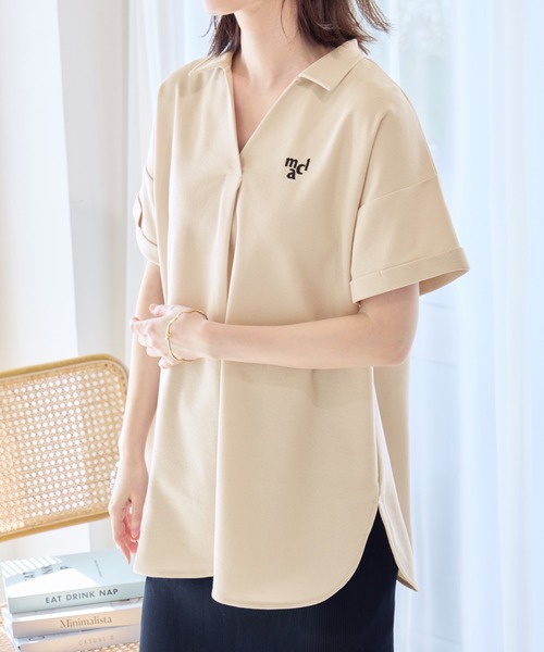 marie claire sport(マリクレール スポーツ)の「【マリクレール・スポーツ】スキッパーポロチュニック(シャツ/ブラウス・レディース・グレイッシュベージュ/グレイッシュブルー/ネイビー・L/M/3L/LL)」の6枚目の写真
