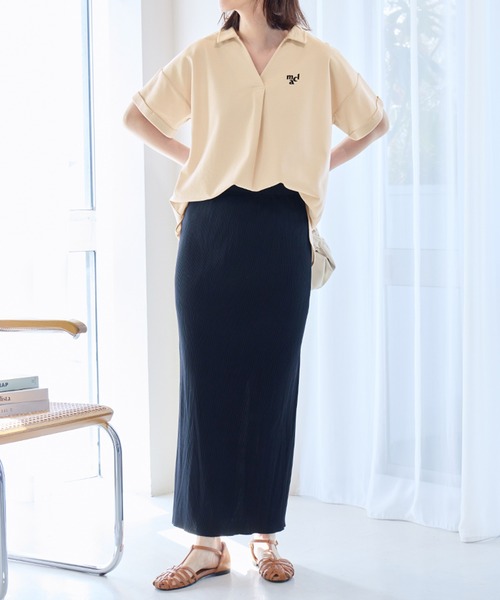 marie claire sport(マリクレール スポーツ)の「【マリクレール・スポーツ】スキッパーポロチュニック(シャツ/ブラウス・レディース・グレイッシュベージュ/グレイッシュブルー/ネイビー・L/M/3L/LL)」の9枚目の写真