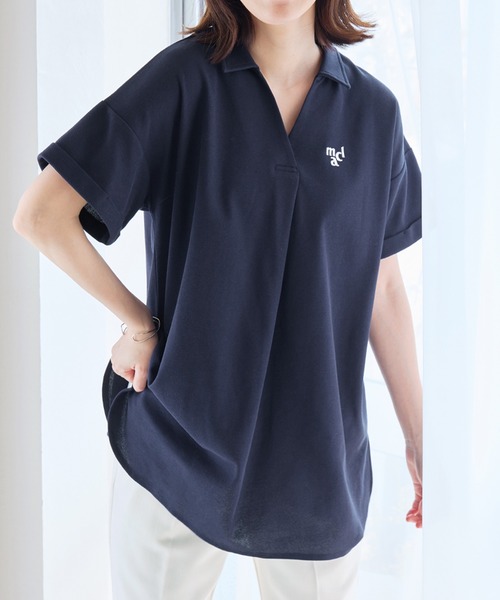 marie claire sport(マリクレール スポーツ)の「【マリクレール・スポーツ】スキッパーポロチュニック(シャツ/ブラウス・レディース・グレイッシュベージュ/グレイッシュブルー/ネイビー・L/M/3L/LL)」の12枚目の写真