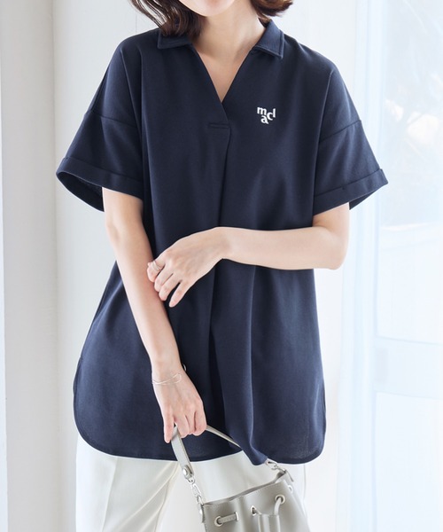 marie claire sport(マリクレール スポーツ)の「【マリクレール・スポーツ】スキッパーポロチュニック(シャツ/ブラウス・レディース・グレイッシュベージュ/グレイッシュブルー/ネイビー・L/M/3L/LL)」の16枚目の写真