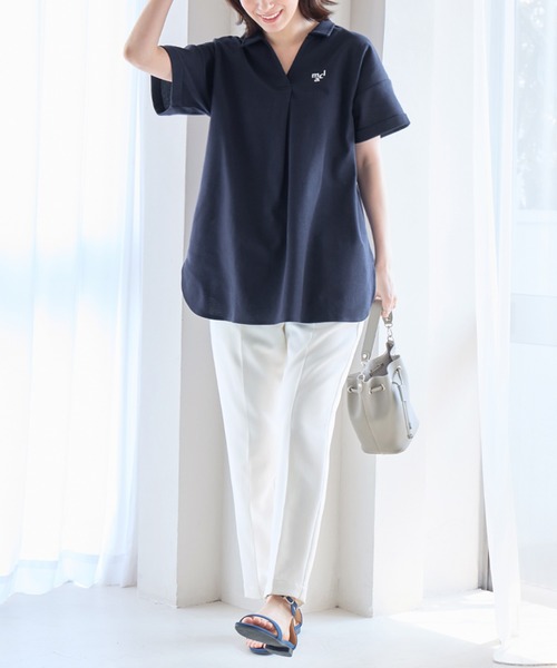 marie claire sport(マリクレール スポーツ)の「【マリクレール・スポーツ】スキッパーポロチュニック(シャツ/ブラウス・レディース・グレイッシュベージュ/グレイッシュブルー/ネイビー・L/M/3L/LL)」の18枚目の写真