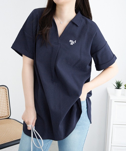 marie claire sport(マリクレール スポーツ)の「【マリクレール・スポーツ】スキッパーポロチュニック(シャツ/ブラウス・レディース・グレイッシュベージュ/グレイッシュブルー/ネイビー・L/M/3L/LL)」の19枚目の写真