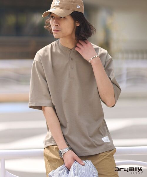 CRAFT STANDARD BOUTIQUE(クラフトスタンダードブティック)の「接触冷感/吸水速乾/UVカット DRY-MIX ヘンリーネックTEE(Tシャツ/カットソー・メンズ・オフホワイト/ブラック/グレイッシュベージュ・M/L/XL)」の5枚目の写真