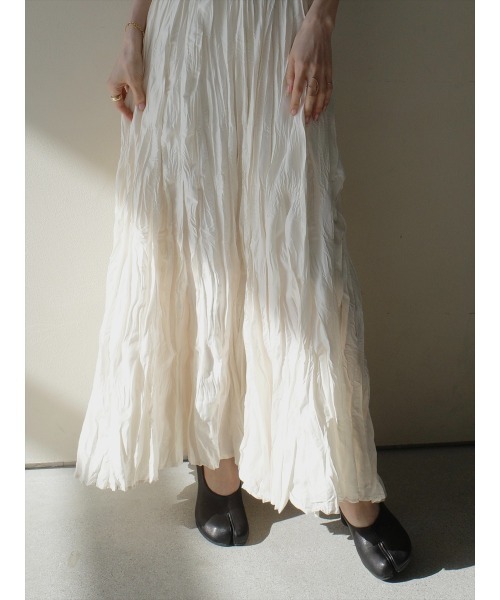 ワッシャーボリュームロングスカート/アイボリー（スカート）｜amel